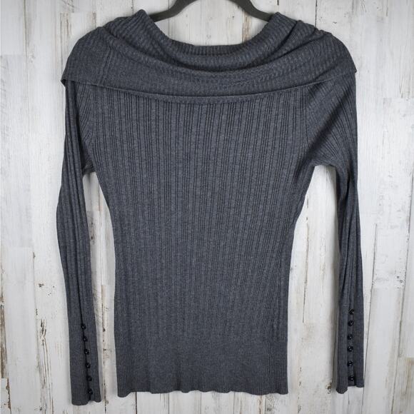 Y2K vintage gray ribbed sweater top junior's extra slim fit size large Coquette - Picture 7 of 7